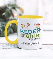 Beden Eğitimi Öğretmeni Tasarımlı Kişiye Özel Kupa Bardak (Sarı)