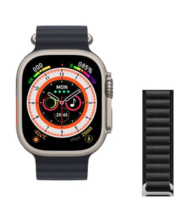 Pazariz Watch 8 Ultra 49mm  Amax Ultra Akıllı NFC - GPS  Kordonunu Seç  (Siyah-Gri)