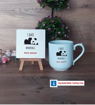 Sevimli Panda Dekoratif Taş, Kupa Bardak Kırmızı Hediye (Model 4)