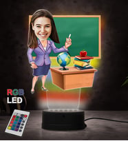 Doğum Günü Hediyesi,Sevgiliye Hediye, Kişiye Özel Fotoğraflı Kadın Öğretmen Karikatür 3D Led Lamba (RGB)
