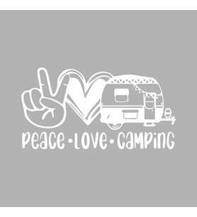 Peace Love Camping Araba Sticker  siyah 20x10 CM (Beyaz)
