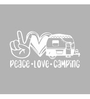 Peace Love Camping Araba Sticker  siyah 20x10 CM (Beyaz)