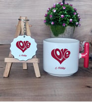 Love Sevgili Hediye Seti Kupa Bardak T Kulplu ve Anahtarlık Sevgiliye Sevgililer Günü Hediyesi (Model 1)