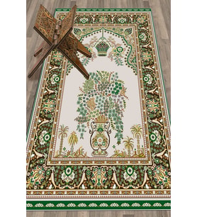EVDEYA Dijital Baskılı Yıkanabilir Klasik Desen Hediyelik Namazlık Seccade 70x130, Seccade-29-kahve, (Yeşil)