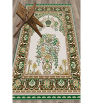 EVDEYA Dijital Baskılı Yıkanabilir Klasik Desen Hediyelik Namazlık Seccade 70x130, Seccade-29-kahve, (Yeşil)