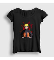 Presmono Kadın Sarı Fuinjutsu Anime Naruto T-Shirt 132030tt (Siyah)