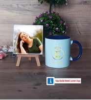 Baş Harf ve İsim Soyisim Fotoğraflı Dekoratif Taş, Kupa Bardak Beyaz Hediye (Model 3)