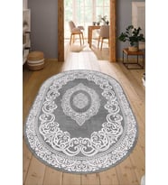 Dijital Baskılı Kaymaz Taban Yıkanabilir Oval Salon Halısı Mutfak Halısı Yolluk NDO-HY-967 (Çok Renkli)