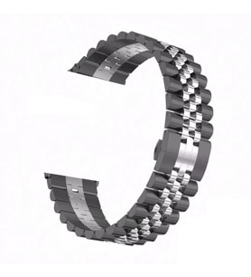 Samsung Galaxy Watch 3 45mm Kordon 22mm Şeritli Metal Kordon 36 (Siyah - Gümüş)