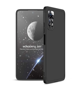 Xiaomi Redmi Note 11 Pro 5G Kılıf 3 Parça Slim Sert Silikon Kapak AYS (Siyah)