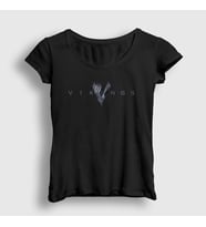 Presmono Kadın Beyaz Logo V2 Vikings T-Shirt 221889tt (Siyah)
