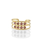 Kadir Jewellery 22 Ayar Altın Kaplama El İşçiliği Zirkon Taşlı Kadın Kaburga Bilezik (Pembe)