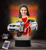 Doğum Günü Hediyesi,Sevgiliye Hediye, Kişiye Özel Fotoğraflı Güzel Kadın Karikatür 3D Led Lamba (RGB)