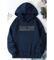 Unisex Malıbu Baskılı Oversize Sweatshirt (Lacivert)