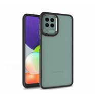 Galaxy M22 Kılıf Zore Flora Buton,Kenar Çevresi Renkli Kılıf (Siyah)