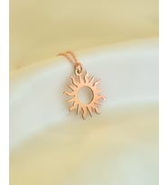 Papatya Silver 925 Ayar Gümüş Plaka Kesim Kadın Güneş Kolye (Rose)