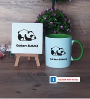 Uykucu Panda Dekoratif Taş, Kupa Bardak Kırmızı Hediye (Model 13)