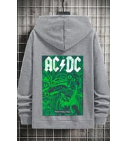 Unisex Ac Dc Baskılı Kapüşonlu Sweatshirt (Gri)