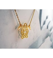 Kişiye Özel 925 Ayar Gümüş Origami Kaplumbağa Kolye (Gold)