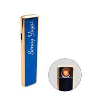 Kişiye Özel USB Şarjlı Alevsiz Sürgülü Çakmak (Mavi)