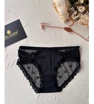 Arya Japon Style Arkası Tül Cut-Out Dantel Detaylı Cheeky Külot/Slip-2853 (Siyah)