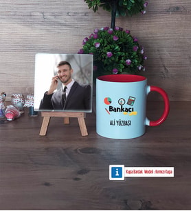 Bankacı Fotoğraflı Dekoratif Taş, Kupa Bardak Beyaz Hediye (Model 2)