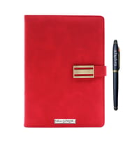 İsme Özel Metal Klipsli Premium Defter ve Roller Kalem Seti - Renk Seçenekli (Kırmızı)
