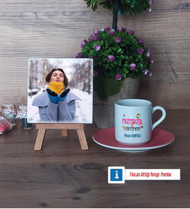 Matematik Öğretmeni Fotoğraflı Dekoratif Taş, Ahşap Altlıklı Türk Kahvesi Fincanı Hediye (Model 6)
