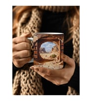 Kitaplık Kütüphane Baskılı 3D Tasarım Seramik Kupa Mug - Hediyelik Kupa Bardak (08)