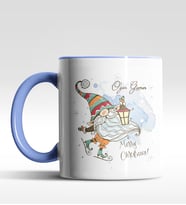 Kişiye Özel Gnome Patenli Cüce Tasarımlı Siyah Kupa (Mavi)