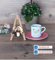 Doğum Günü Hediyesi Türk Kahvesi Fincanı Ahşap Altlıklı ve Fotoğraflı Ahşap Anahtarlık Hediye (Model 6)