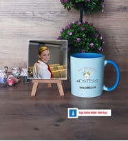 Hostes Fotoğraflı Dekoratif Taş, Kupa Bardak Beyaz Hediye (Model 4)