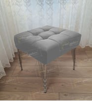 Modern Dilim Puf Ayakucu Puf Gümüş Metal Ayak (45*45) (Gri)