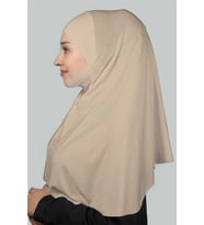 Hazır Türban Peçeli Pratik Eşarp Tesettür Nikaplı Hijab - Namaz Örtüsü Sufle (XL) (Kum Beji)