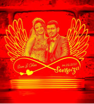 Kişiye Özel Sevgiliye Hediye, Melek Kanatlı Resimli Lamba (Kırmızı)