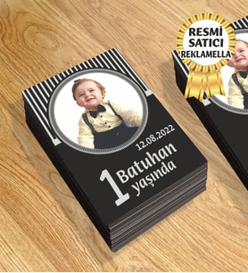 3 Temalı Kişiye Özel Resimli Doğum Günü Magneti  8x6 Cm 10 Adet (Siyah - Gümüş)