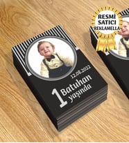 3 Temalı Kişiye Özel Resimli Doğum Günü Magneti  8x6 Cm 10 Adet (Siyah - Gümüş)