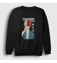 Presmono Unisex Bordo Shotou Anime Boku No Hero Academia Sweatshirt 129090tt (Siyah)