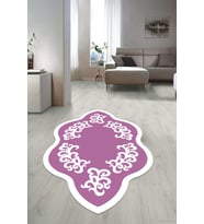 Dijital Baskılı Kaymaz Taban Yıkanabilir Lazer Kesim Salon Halısı Yolluk NLZR-HT-1021 (Pembe)