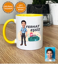 Kişiye Özel Karikatürlü Paramedik Hediye Kupa Bardak Erkek Paramediğe Tıp Bayramı Hediyesi (Sarı)