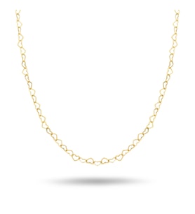 925 Ayar Gümüş Bağlantılı Kalpler Zincir Kolye (Gold)
