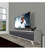 Decoraktiv Eko 140T Mdf Retro Tv Ünitesi Tv Sehpası (Beyaz - Antrasit)