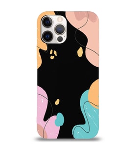 PrintiFy Apple iPhone 12 Pro Max Uyumlu Lansman Kılıf Karışık Renkler Tasarımlı İçi Kadife Kapak (Siyah)
