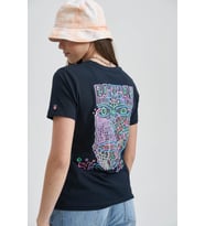 Face Of Niho Kadın Baskı Taş T-Shirt (Lacivert)