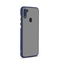 Galaxy M11 Kılıf Zore Hux Düğme ve Kapak Zıt Renk Kılıf (Lacivert)