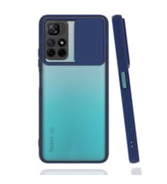Xiaomi Poco M4 Pro 5G Kılıf Lensi Sürgülü Kamera Koruyucu Kılıf (Lacivert)