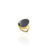 Kadir Jewellery 22 Ayar Altın Kaplama Kadın Fosil Taşlı Yüzük (Mor)