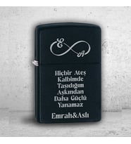 Kişiye Özel İsimli ve Yazılı Benzinli Zippo Çakmak (Siyah)