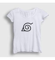Presmono Kadın Sarı Konoha Anime Naruto T-Shirt 133370tt (Beyaz)