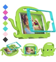 İpad 10,2-105 Ahtapot Tutmalı Yumuşak Standlı Silikon Çocuk Tablet Kılıfı (Yeşil)